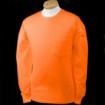 plain, long-sleeve, safety orange T-shirt by Gildan